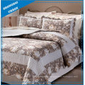 Gray Rose Pattern Polyester Quilted Bedspread Set